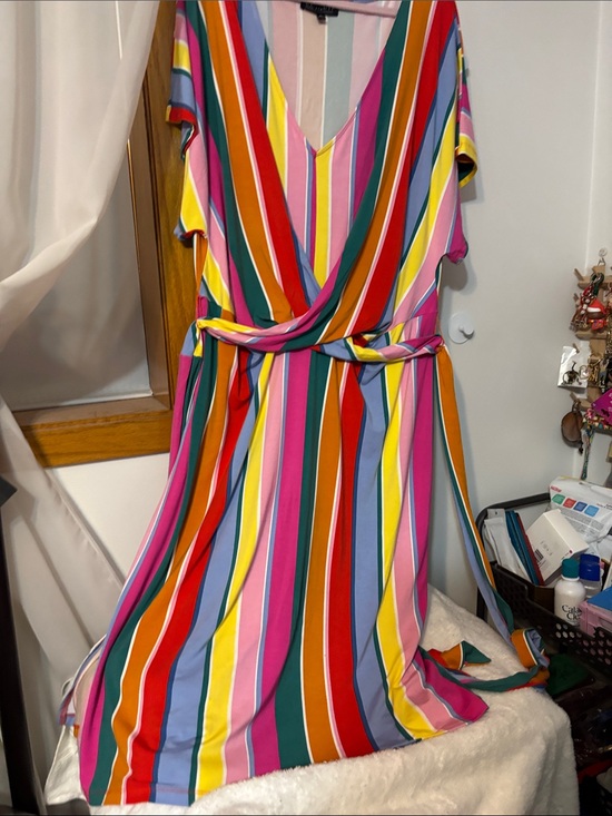 Eloquii Dresses & Skirts - Eloquii Multicolor Striped Midi Dress - Pink, Red, Yellow, Green, Blue